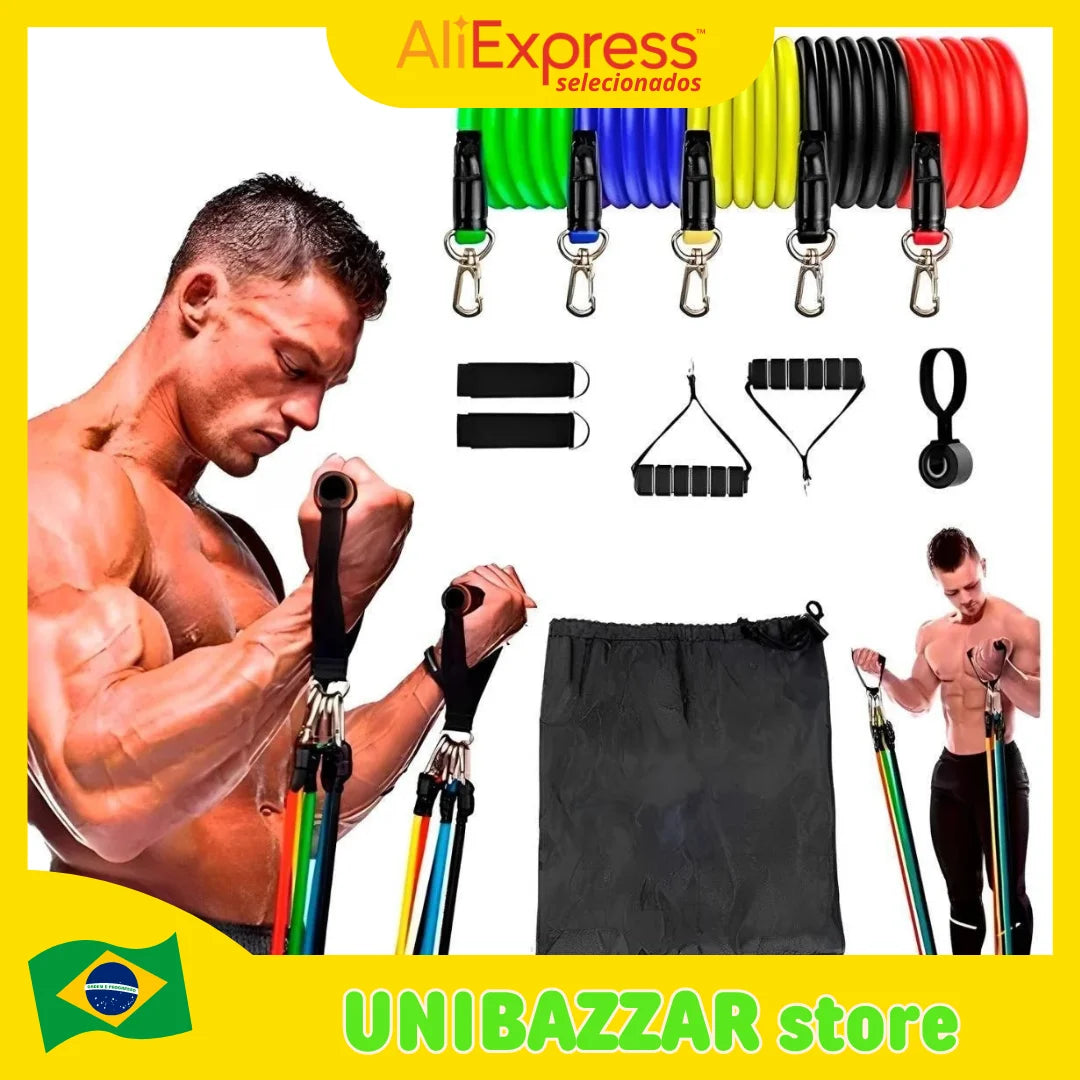 Kit 11 Elastics Extenders Functional Workout Gym Gym Gynastica Fitness Fitness Exercises Muscles Development