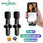 Microfone Lavalier sem fio portátil para gravação de vídeo e áudio, compatível com iPhone, Android, transmissão ao vivo e jogos.